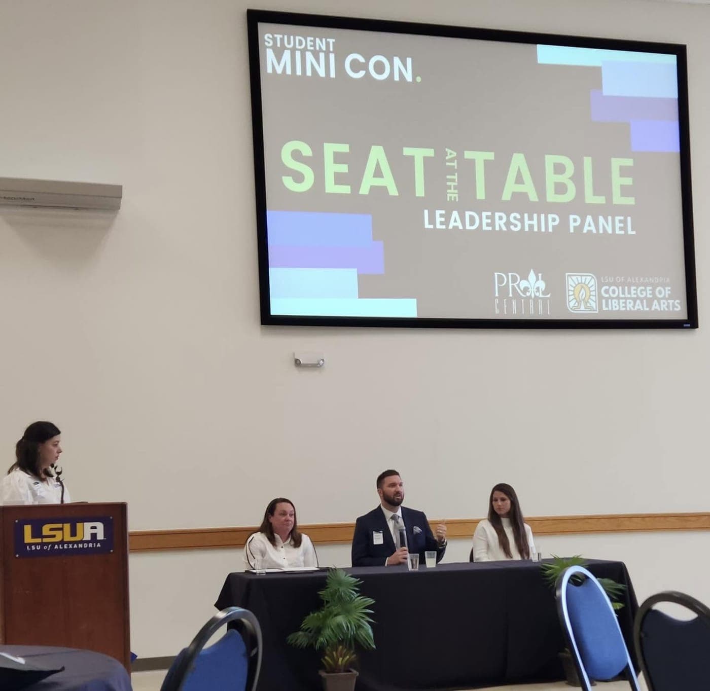 Stephen Spurgeon speaking on the Seat at the Table Leadership Panel at LSU of Alexandria